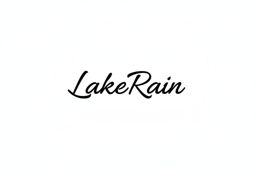 make a simple luxury cursive logo that says LakeRain